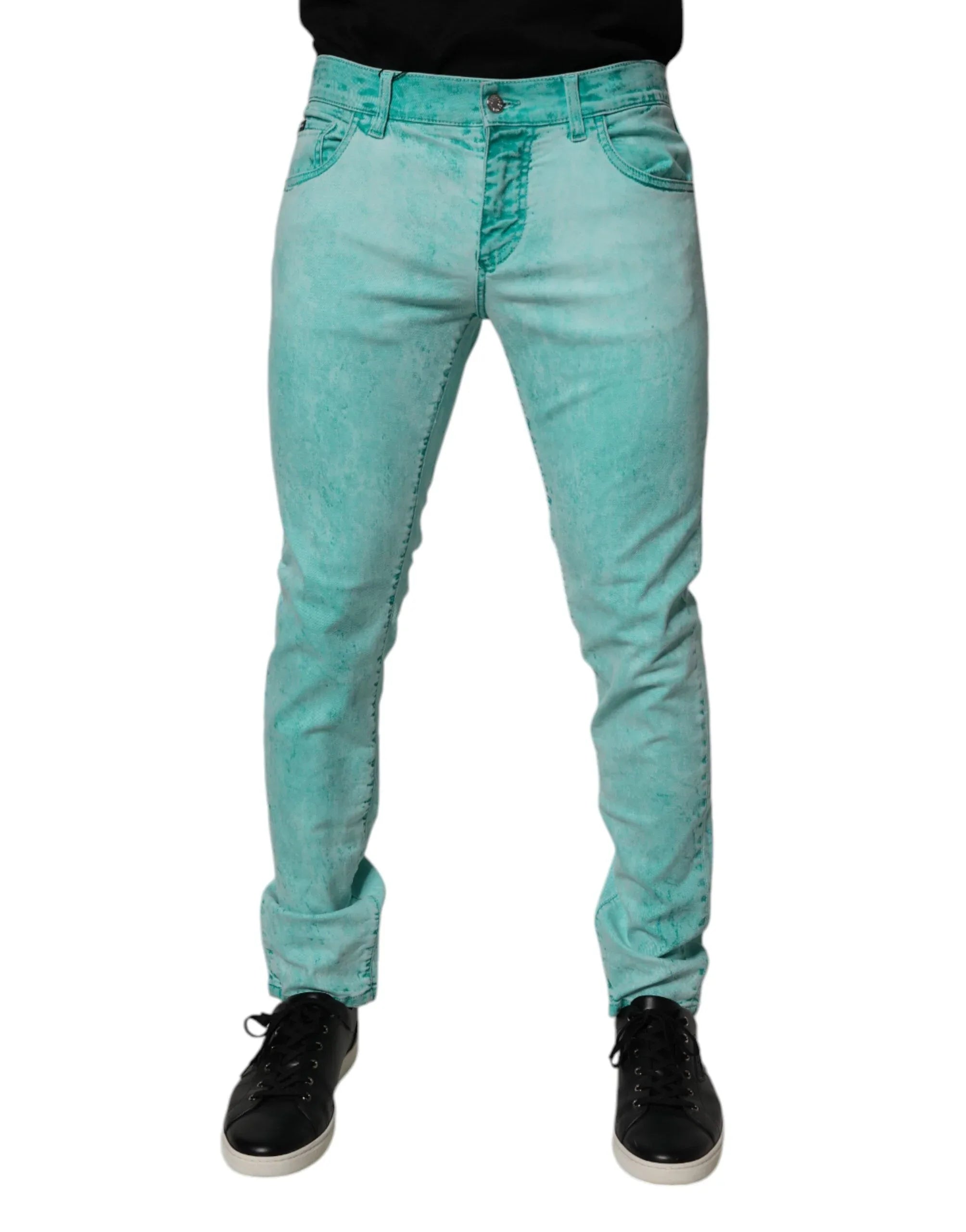 Dolce & Gabbana Green Tie Dye Cotton Skinny Men Denim Jeans - Zeiniez