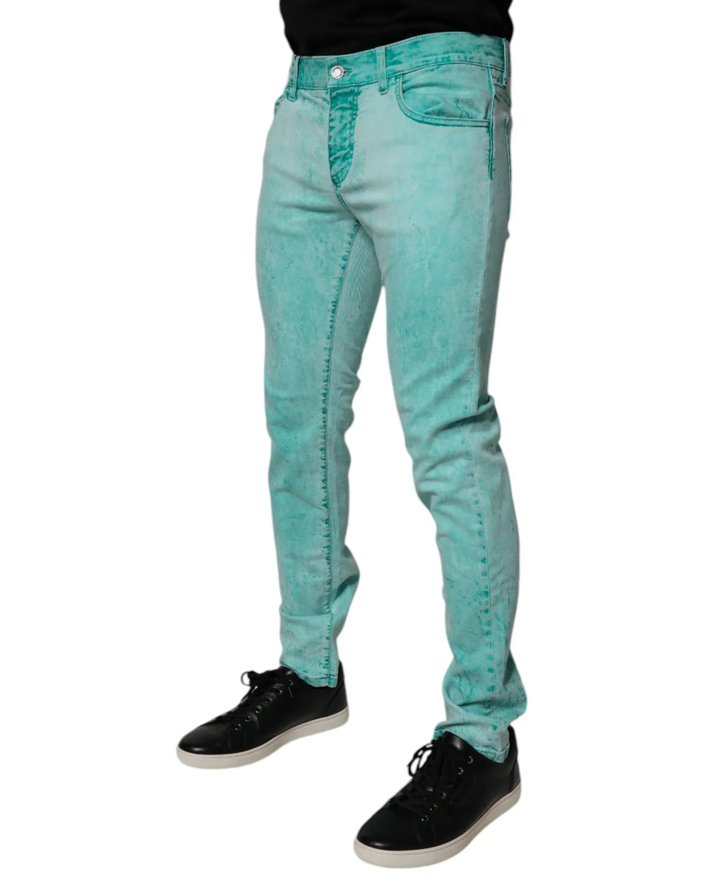 Dolce & Gabbana Green Tie Dye Cotton Skinny Men Denim Jeans - Zeiniez
