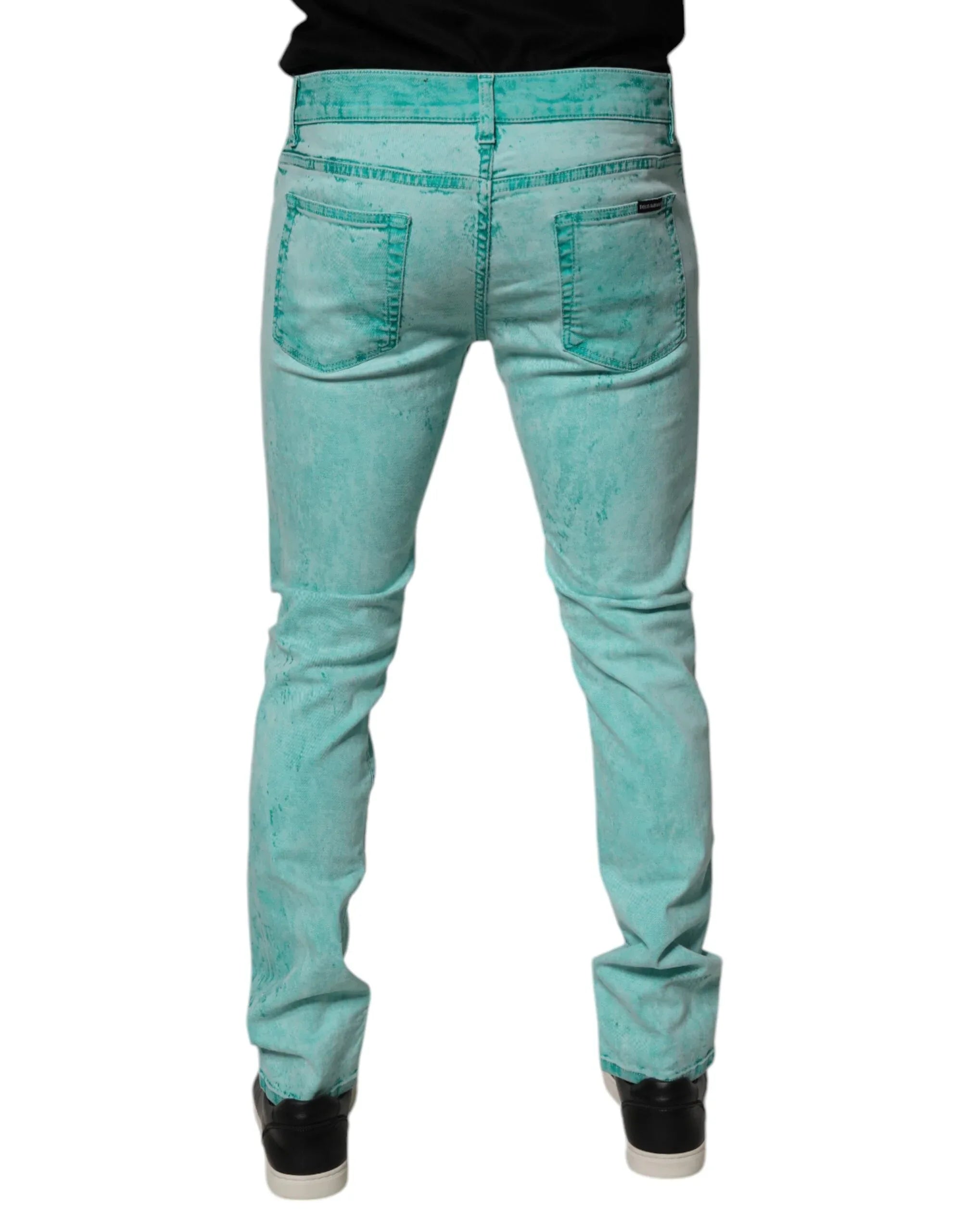 Dolce & Gabbana Green Tie Dye Cotton Skinny Men Denim Jeans - Zeiniez