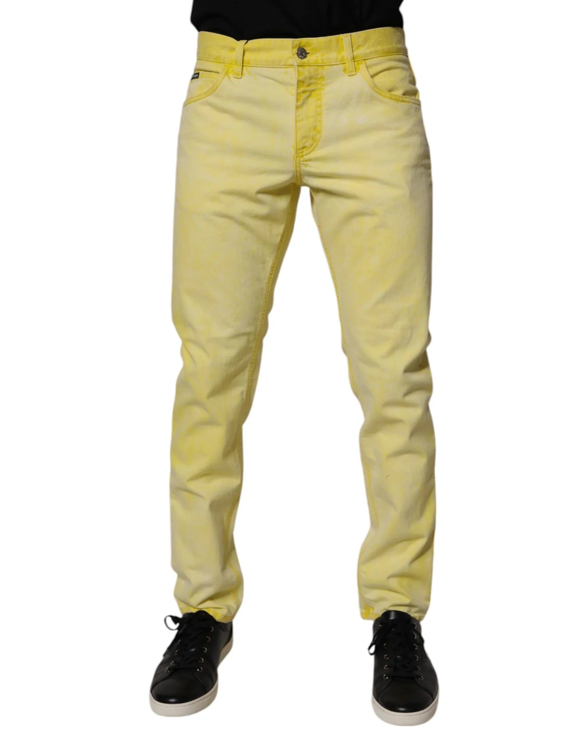 Dolce & Gabbana Yellow Cotton Stretch Skinny Men Denim Jeans - Zeiniez