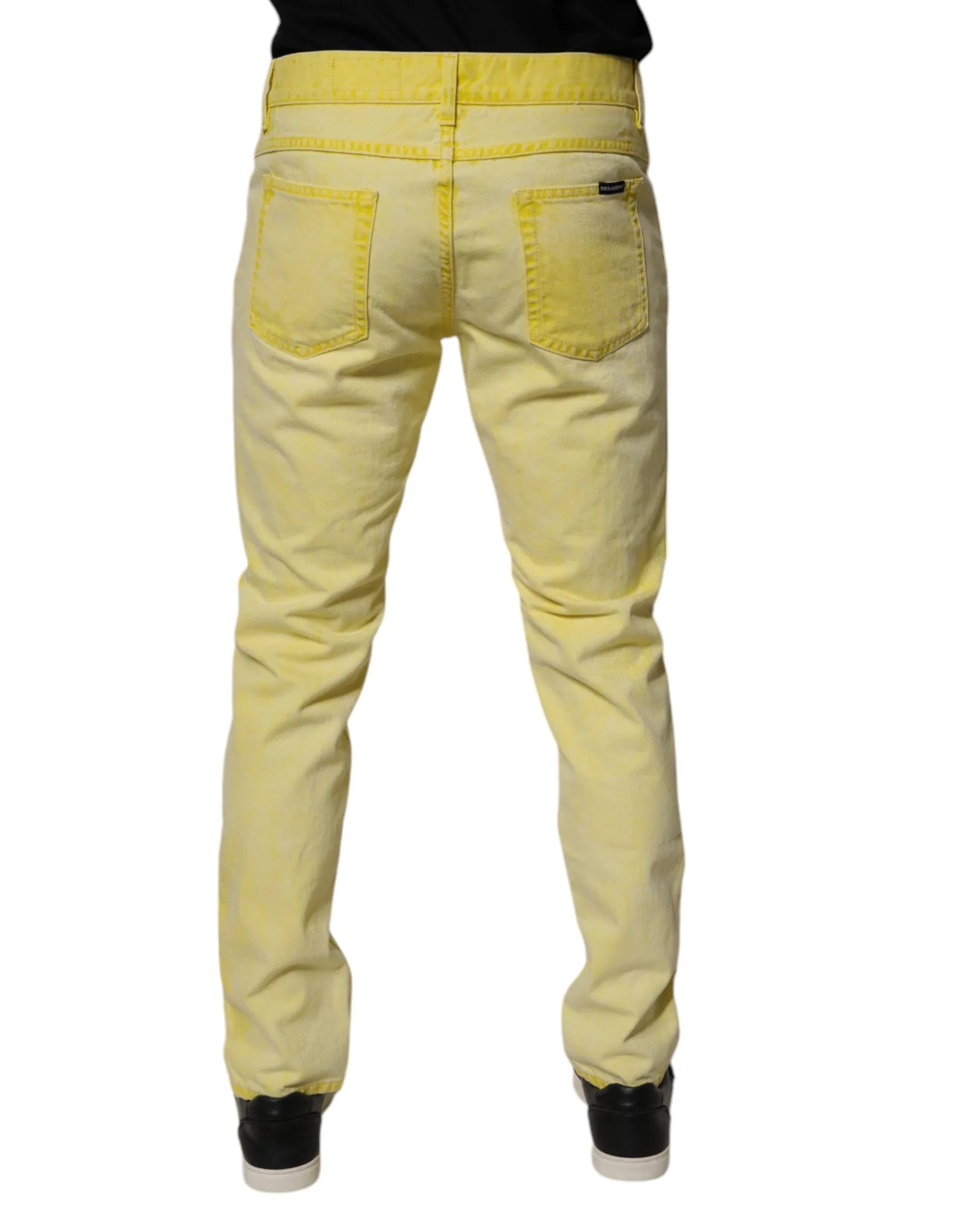 Dolce & Gabbana Yellow Cotton Stretch Skinny Men Denim Jeans - Zeiniez
