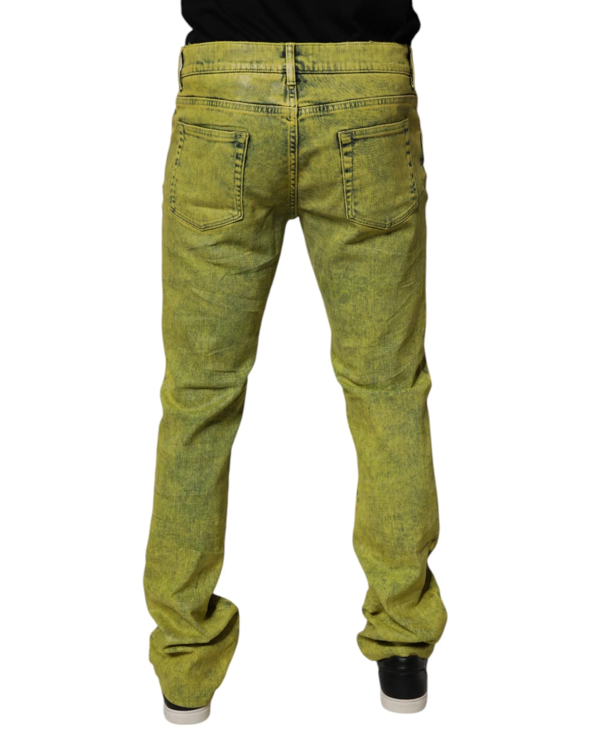 Dolce & Gabbana Yellow Cotton Stretch Skinny Men Denim Jeans - Zeiniez