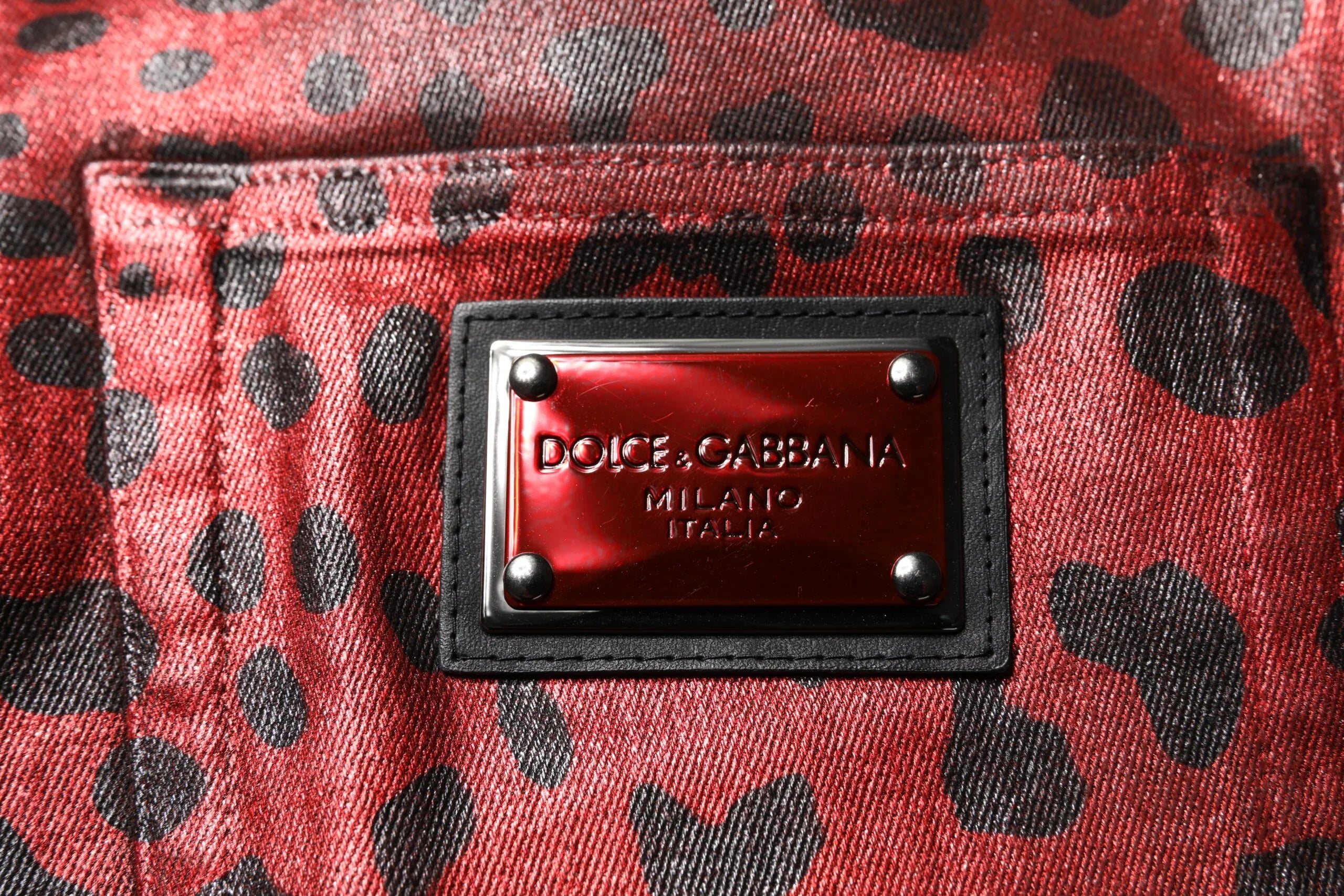 Dolce & Gabbana Red Leopard Cotton Straight Men Denim Jeans - Zeiniez