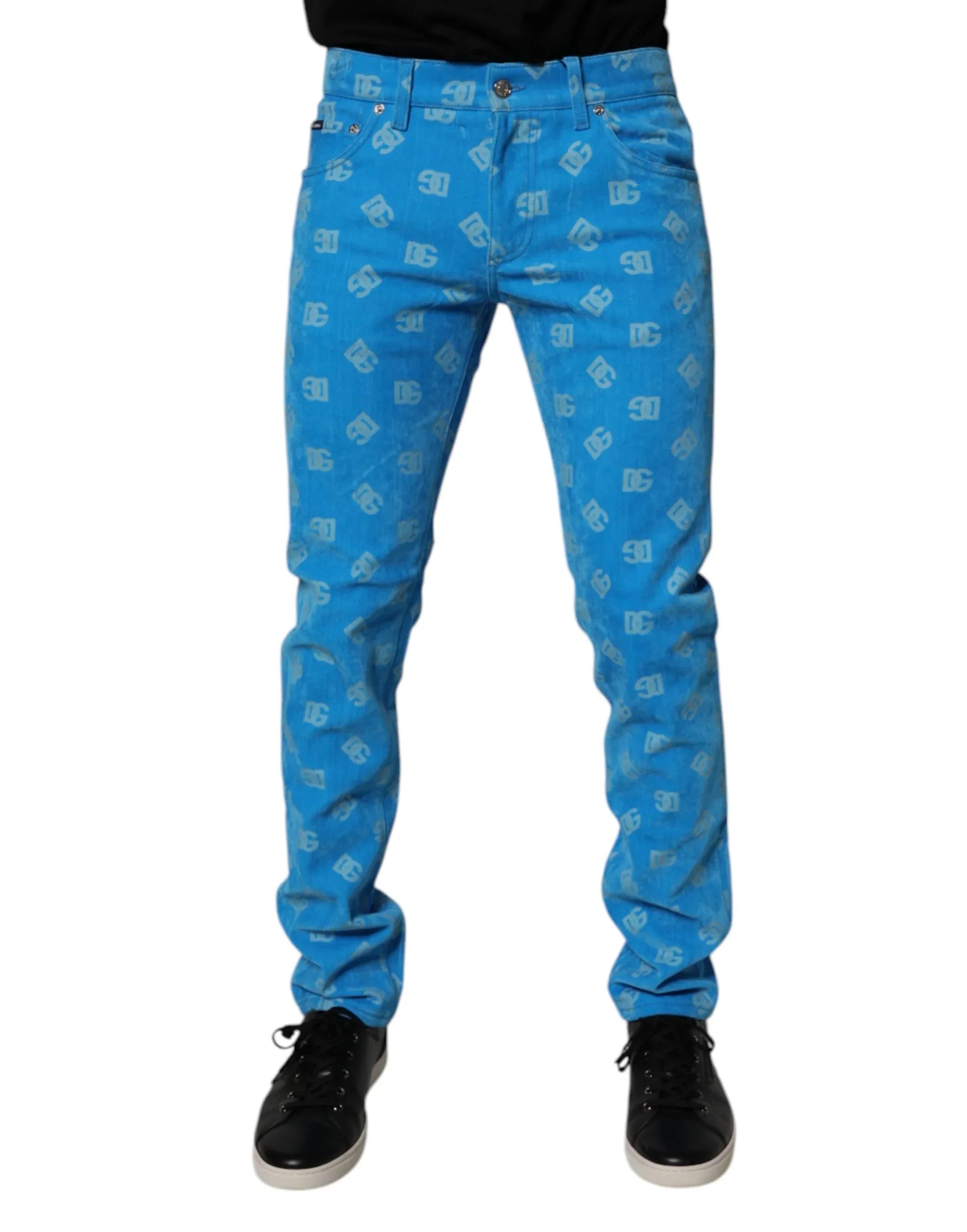 Dolce & Gabbana Blue Logo Monogram Cotton Skinny Denim Jeans - Zeiniez