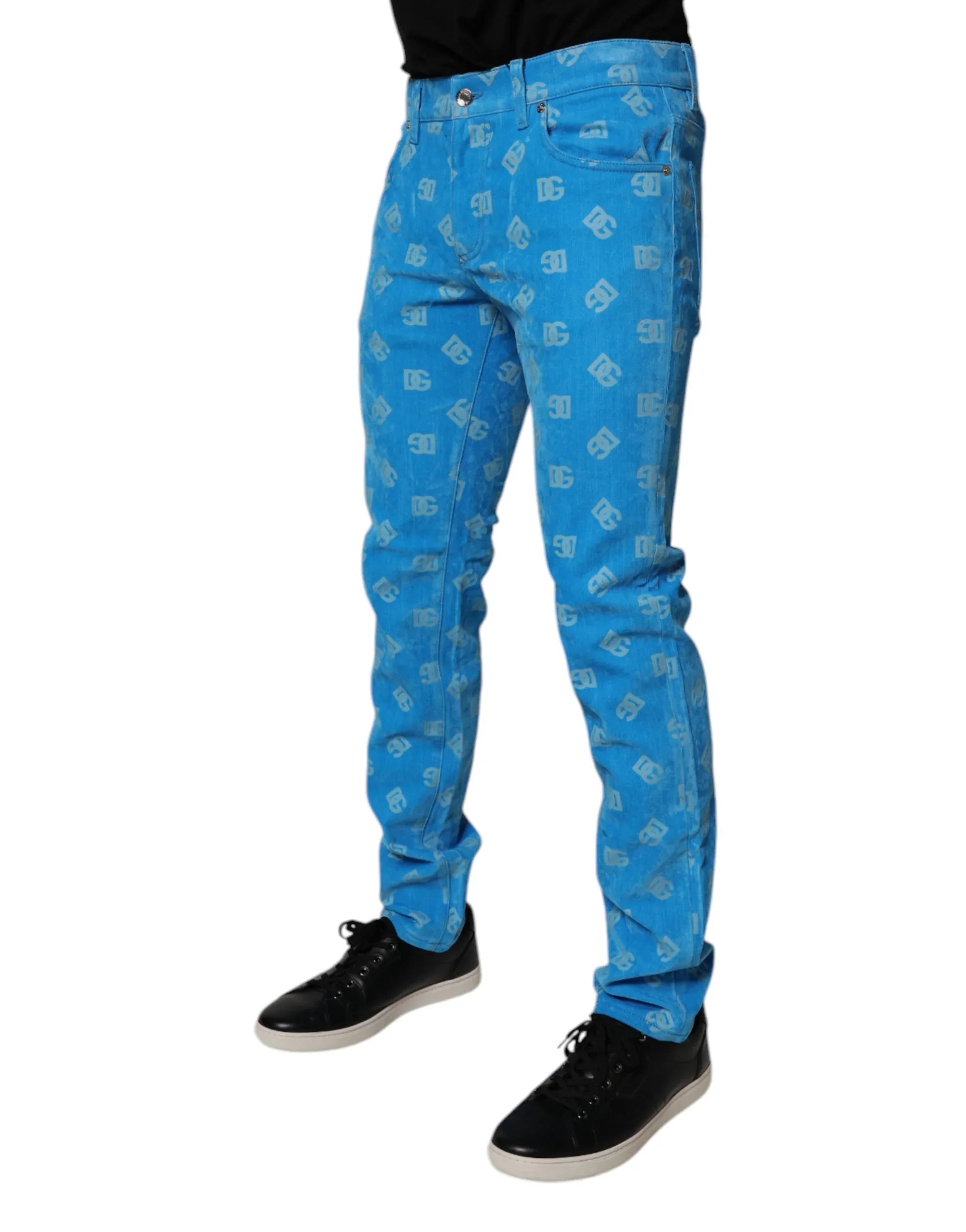 Dolce & Gabbana Blue Logo Monogram Cotton Skinny Denim Jeans - Zeiniez