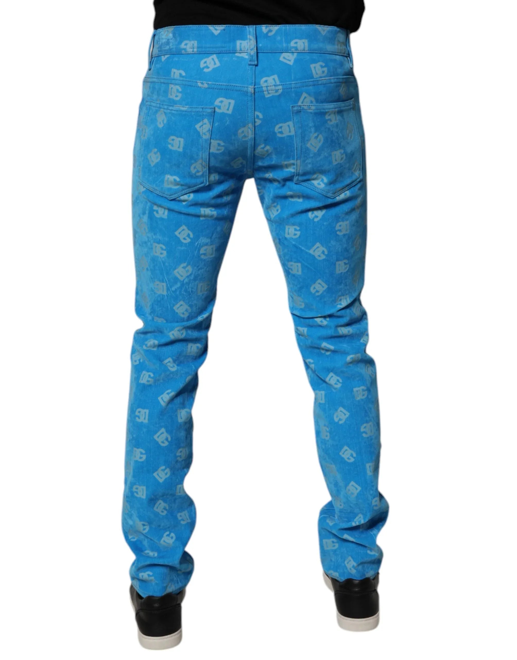 Dolce & Gabbana Blue Logo Monogram Cotton Skinny Denim Jeans - Zeiniez
