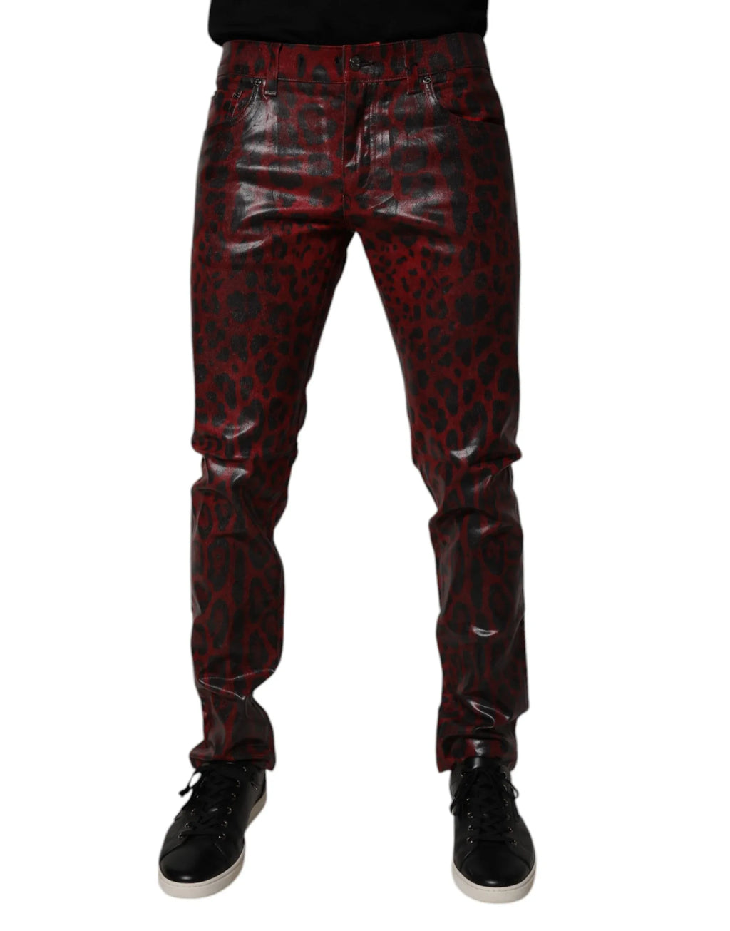 Dolce & Gabbana Red Leopard Cotton Skinny Men Denim Jeans - Zeiniez