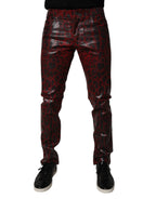 Dolce & Gabbana Red Leopard Cotton Skinny Men Denim Jeans - Zeiniez