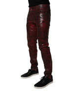 Dolce & Gabbana Red Leopard Cotton Skinny Men Denim Jeans - Zeiniez