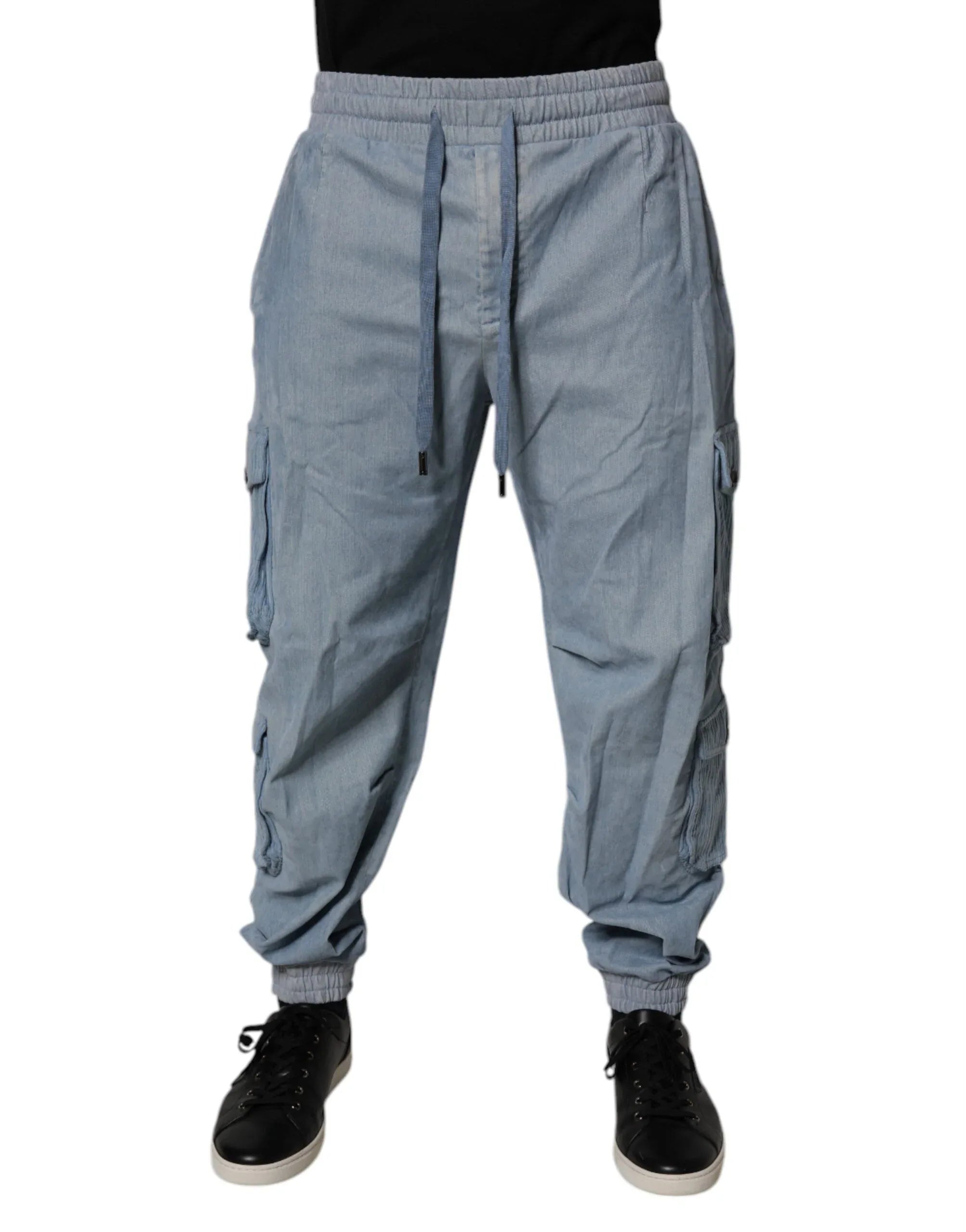 Dolce & Gabbana Light Blue Cotton Jogger Cargo Men Denim Pants - Zeiniez