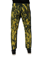 Dolce & Gabbana Black Yellow Tie Dye Tattered Skinny Men Denim Jeans - Zeiniez