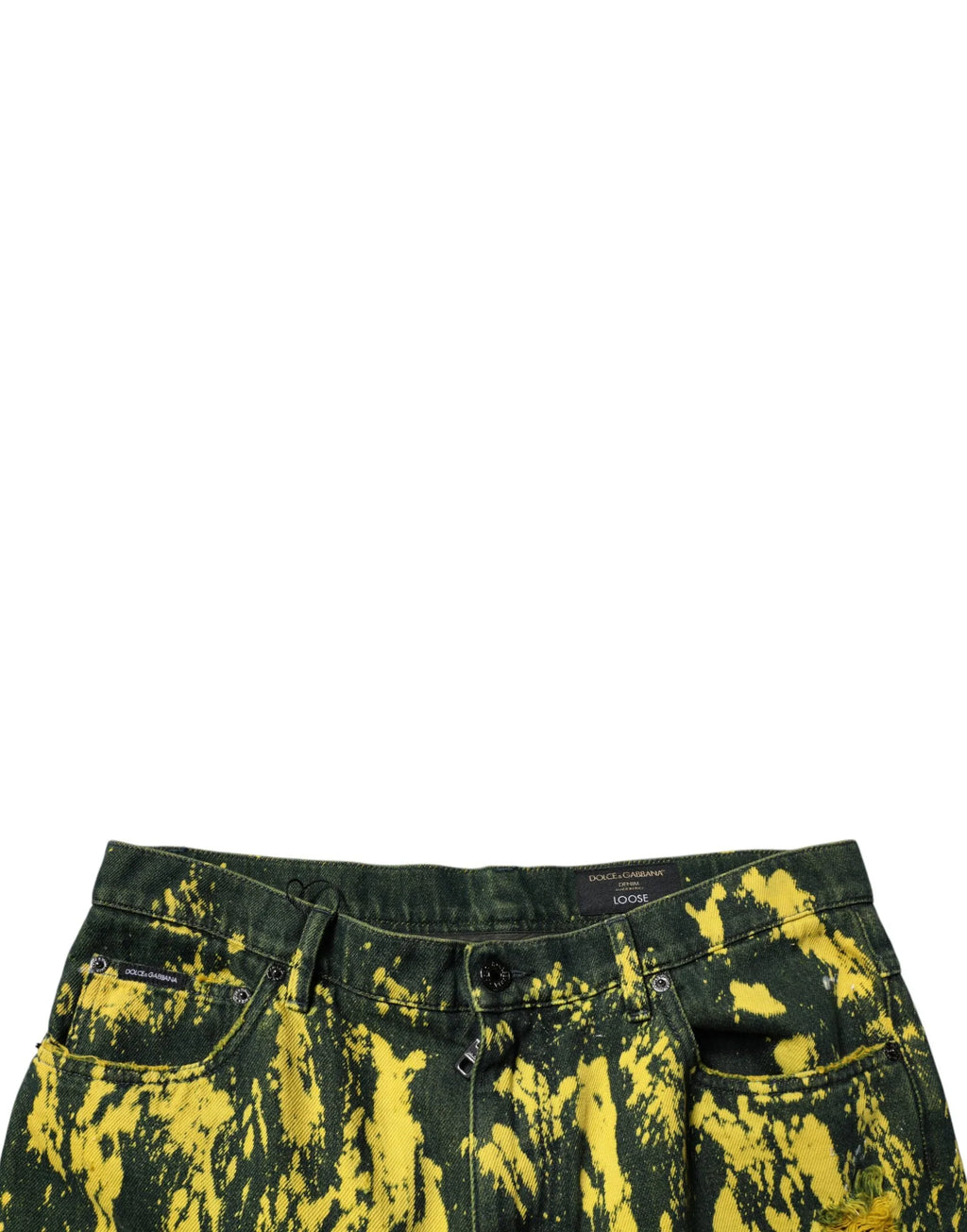 Dolce & Gabbana Black Yellow Tie Dye Tattered Skinny Men Denim Jeans - Zeiniez