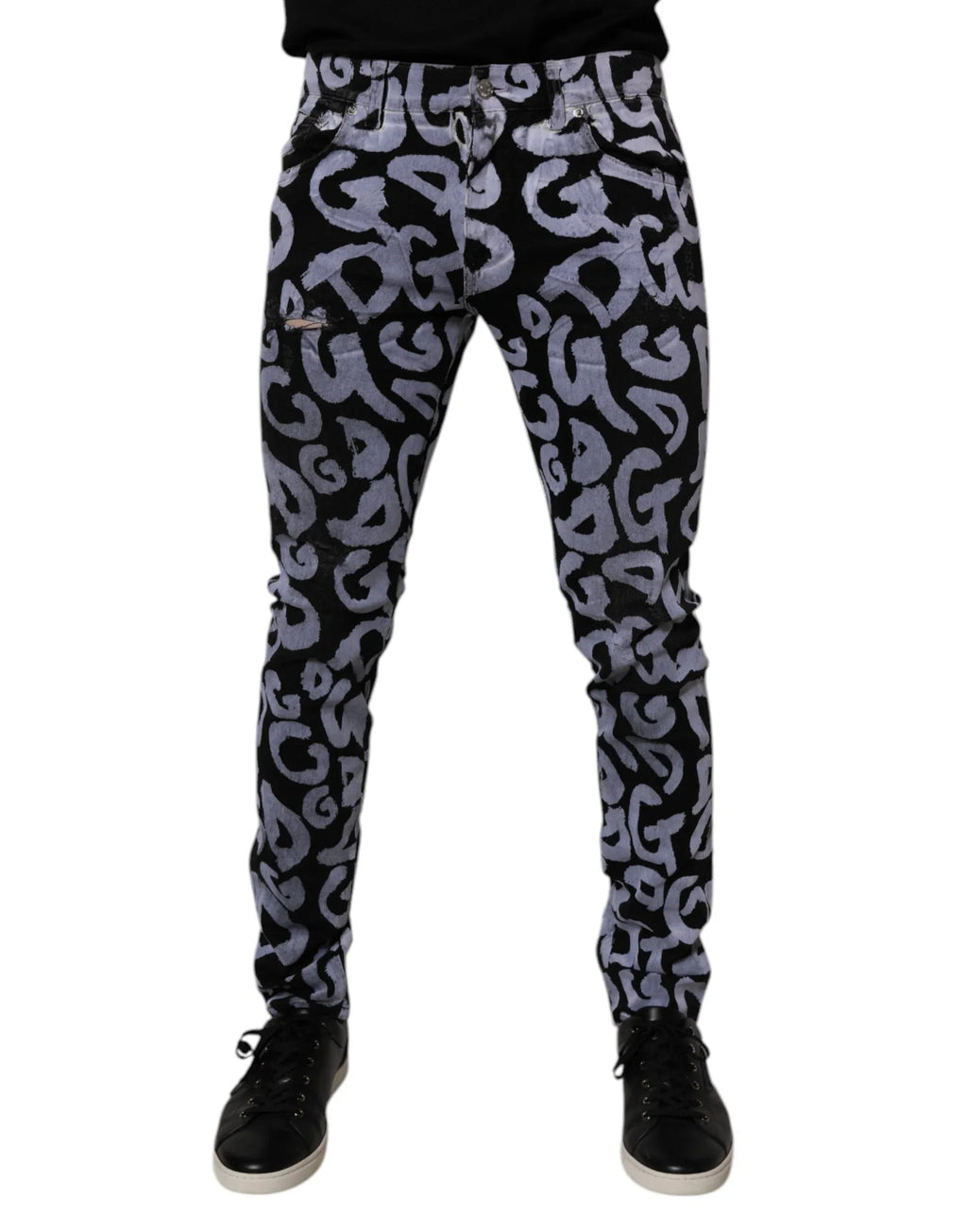 Dolce & Gabbana Black Logo Monogram Cotton Skinny Denim Jeans - Zeiniez