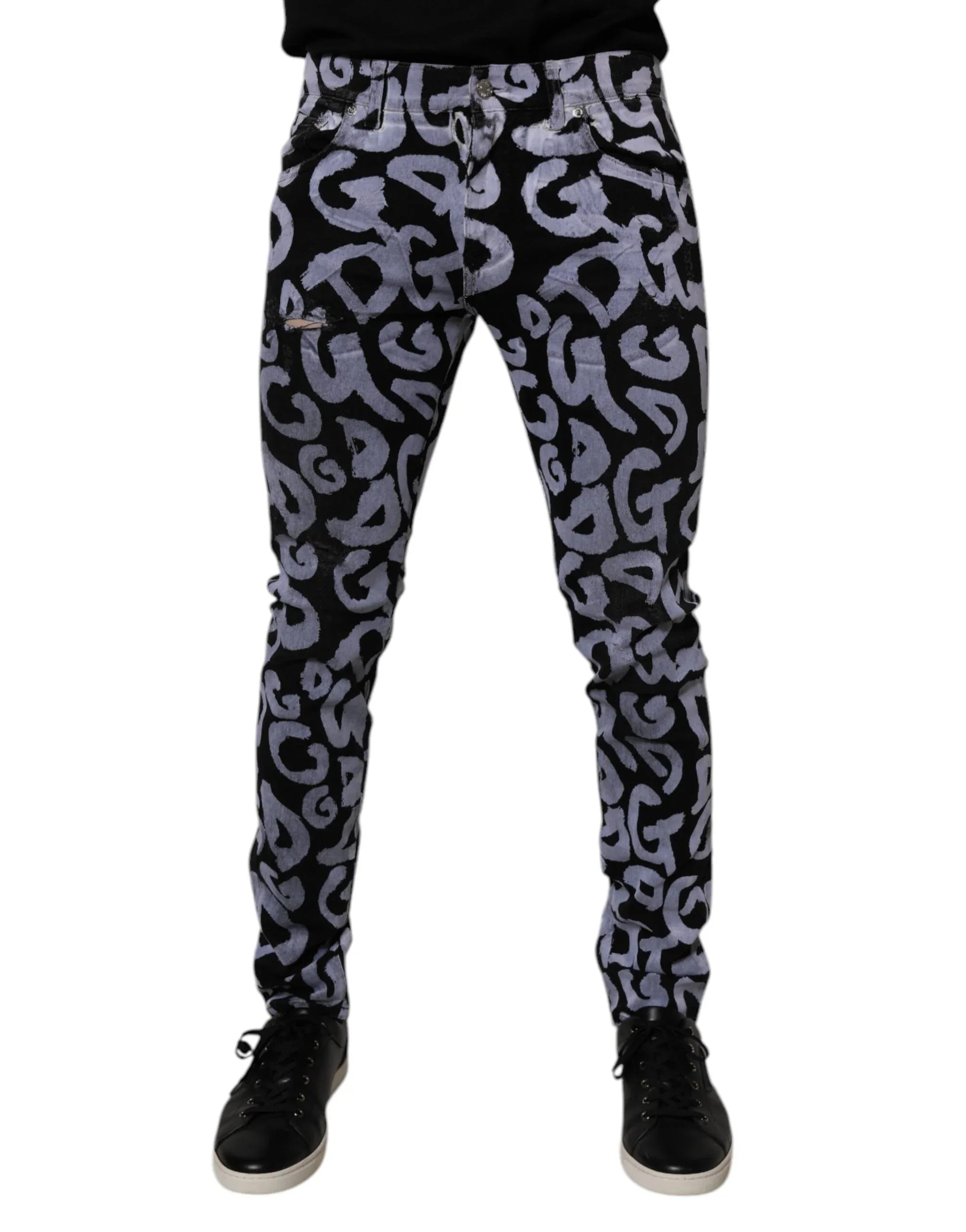 Dolce & Gabbana Black Logo Monogram Cotton Skinny Denim Jeans - Zeiniez