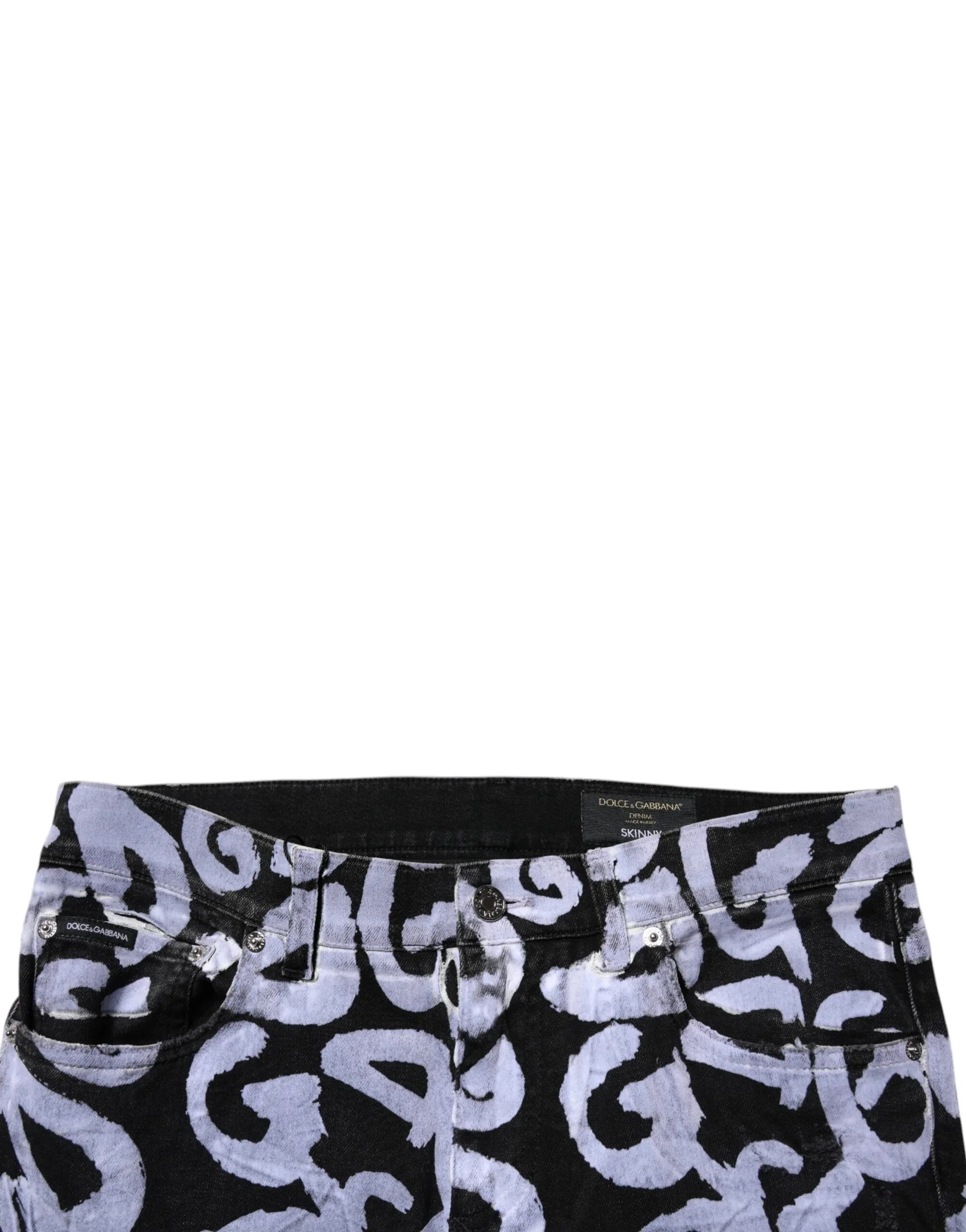 Dolce & Gabbana Black Logo Monogram Cotton Skinny Denim Jeans - Zeiniez