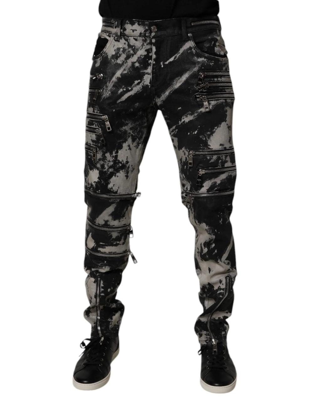 Dolce & Gabbana Black Tie Dye Cotton Skinny Zip Denim Jeans - Zeiniez