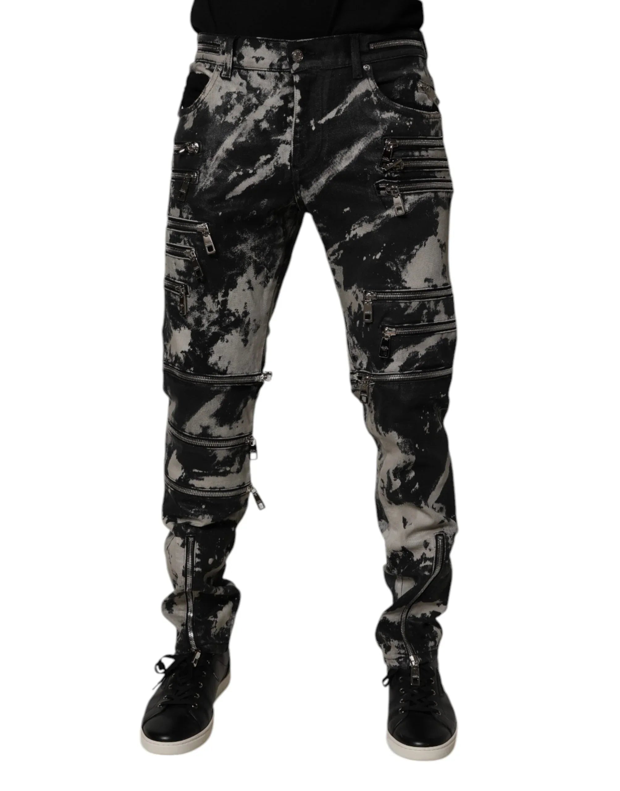 Dolce & Gabbana Black Tie Dye Cotton Skinny Zip Denim Jeans - Zeiniez