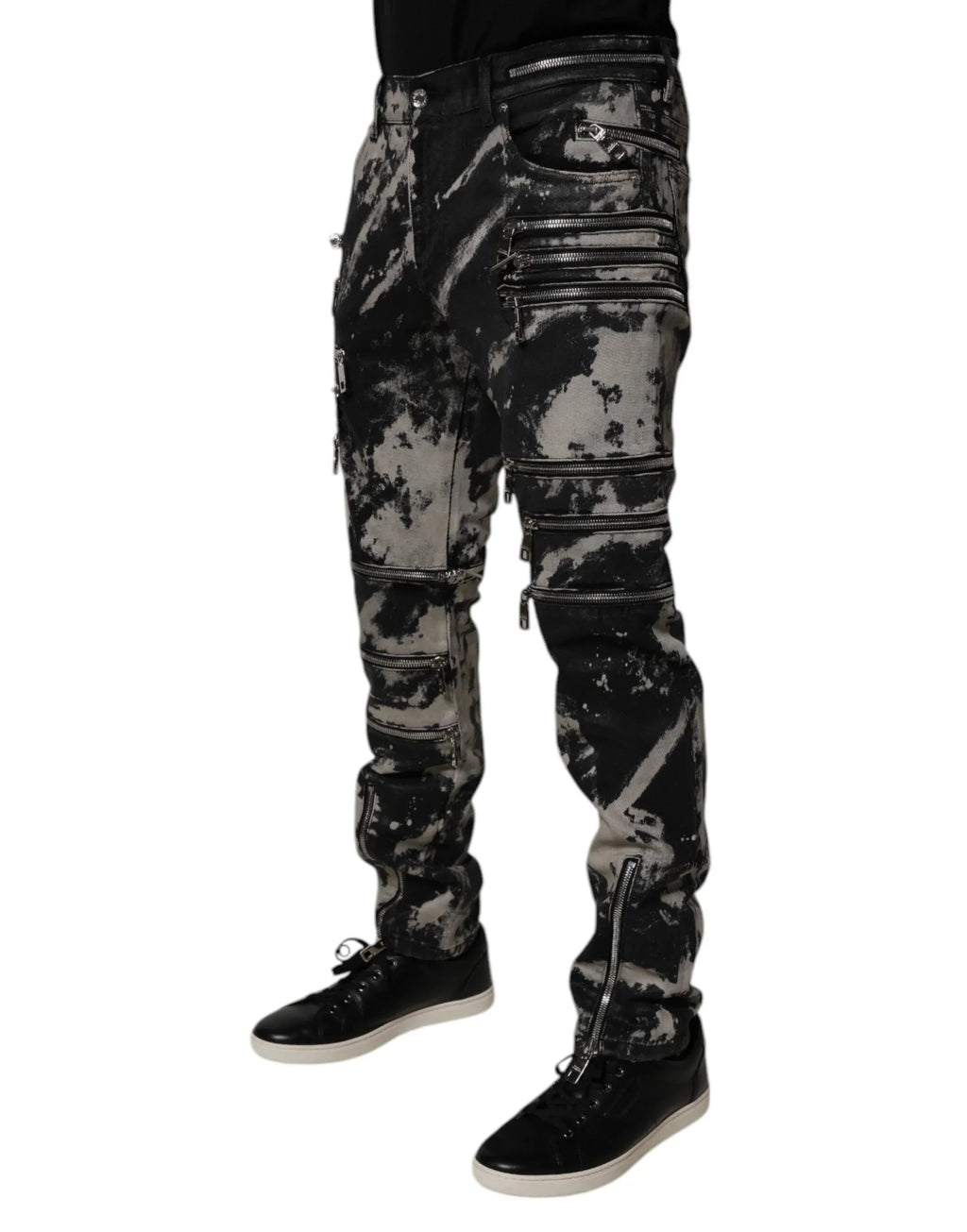 Dolce & Gabbana Black Tie Dye Cotton Skinny Zip Denim Jeans - Zeiniez
