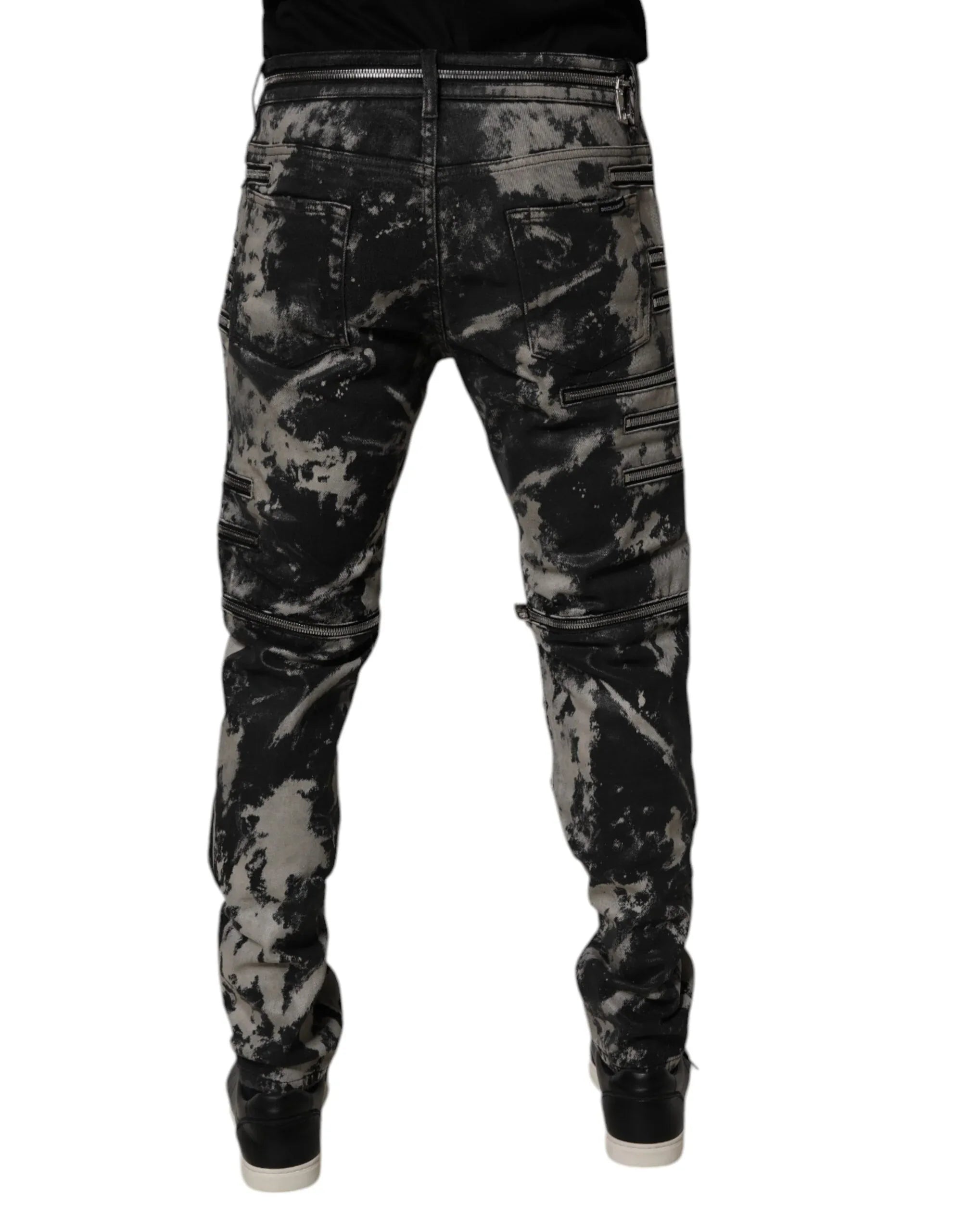 Dolce & Gabbana Black Tie Dye Cotton Skinny Zip Denim Jeans - Zeiniez