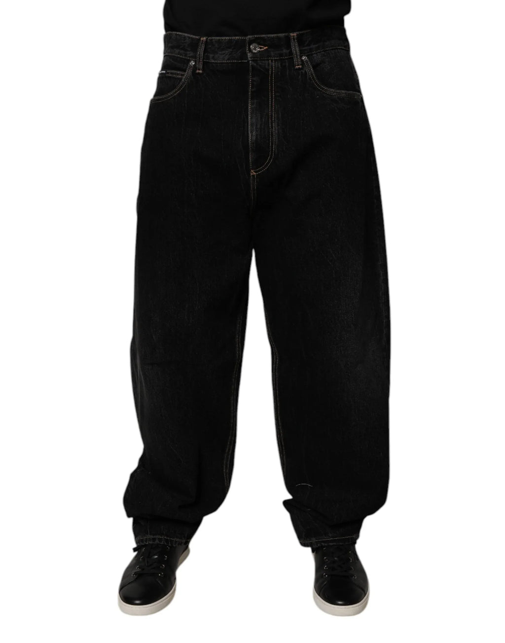 Dolce & Gabbana Black Cotton Mid Waist Wide Leg Denim Jeans - Zeiniez