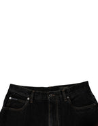 Dolce & Gabbana Black Cotton Mid Waist Wide Leg Denim Jeans - Zeiniez