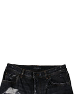 Dolce & Gabbana Black Tattered Cotton Skinny Men Denim Jeans - Zeiniez