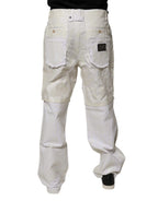 Dolce & Gabbana White Linen Mid Waist Straight Men Denim Jeans - Zeiniez