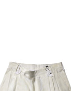 Dolce & Gabbana White Linen Mid Waist Straight Men Denim Jeans - Zeiniez