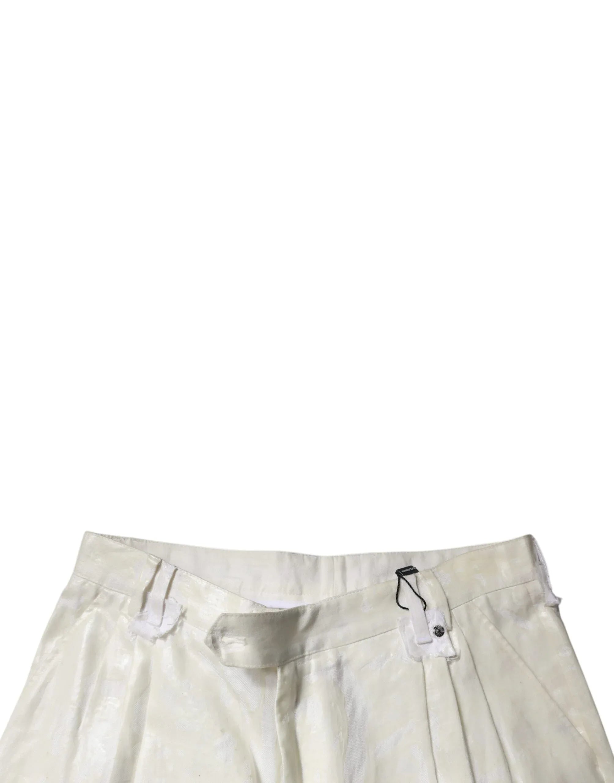 Dolce & Gabbana White Linen Mid Waist Straight Men Denim Jeans - Zeiniez