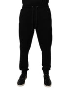 Dolce & Gabbana Black Cotton Mid Waist Jogger Sweatpants Pants - Zeiniez