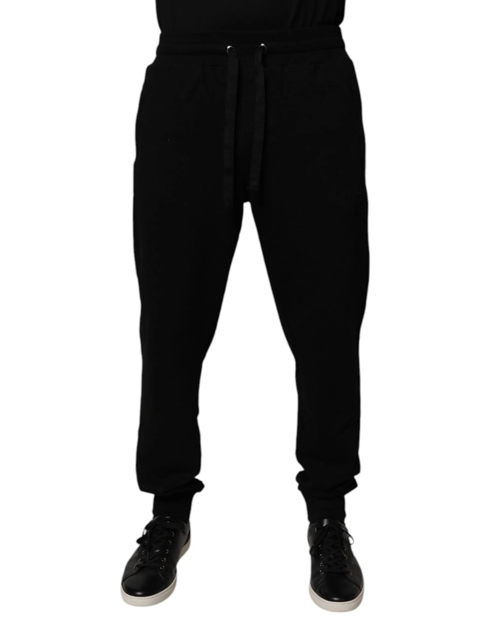 Dolce & Gabbana Black Cotton Mid Waist Jogger Sweatpants Pants - Zeiniez
