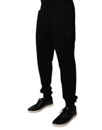 Dolce & Gabbana Black Cotton Mid Waist Jogger Sweatpants Pants - Zeiniez