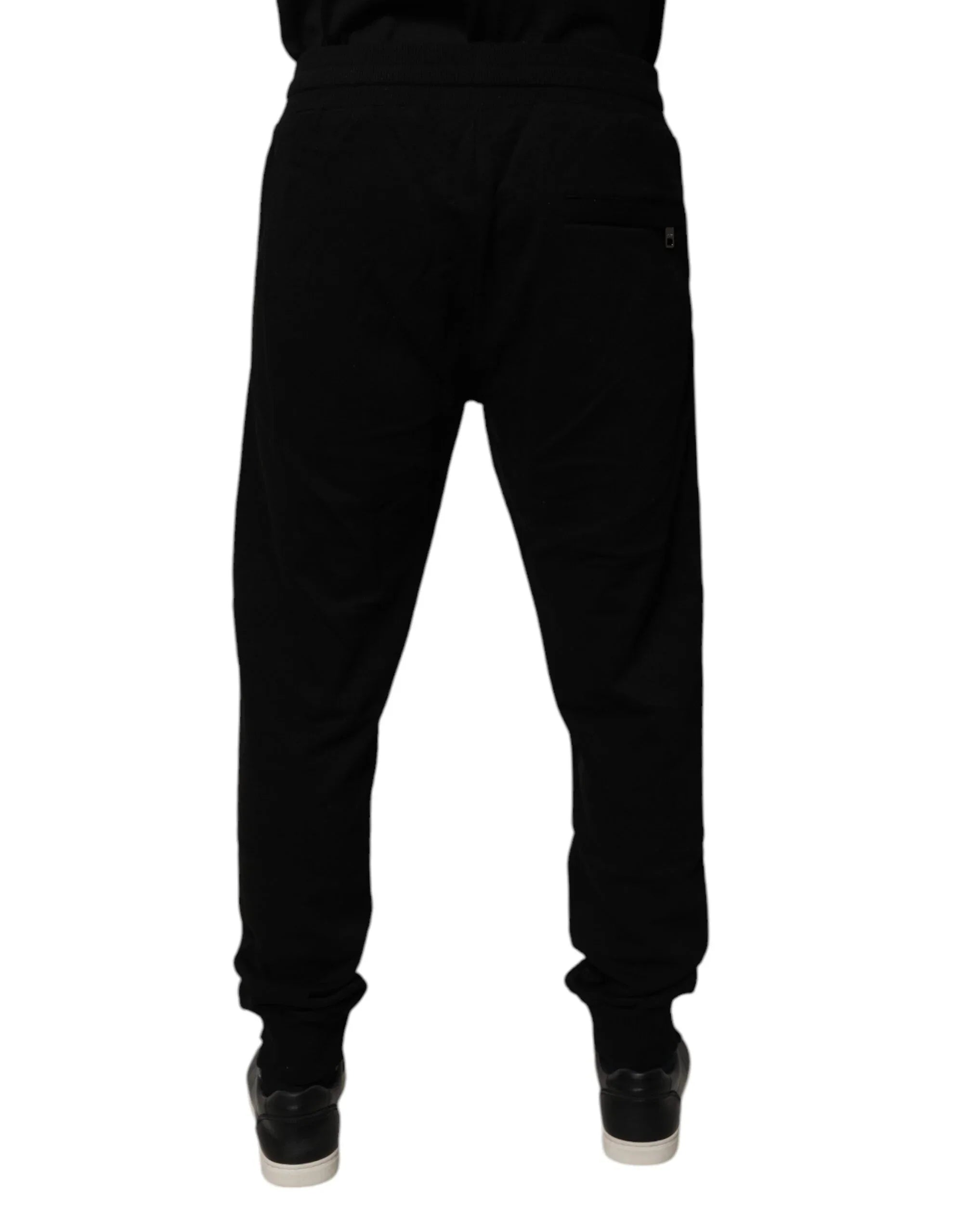 Dolce & Gabbana Black Cotton Mid Waist Jogger Sweatpants Pants - Zeiniez