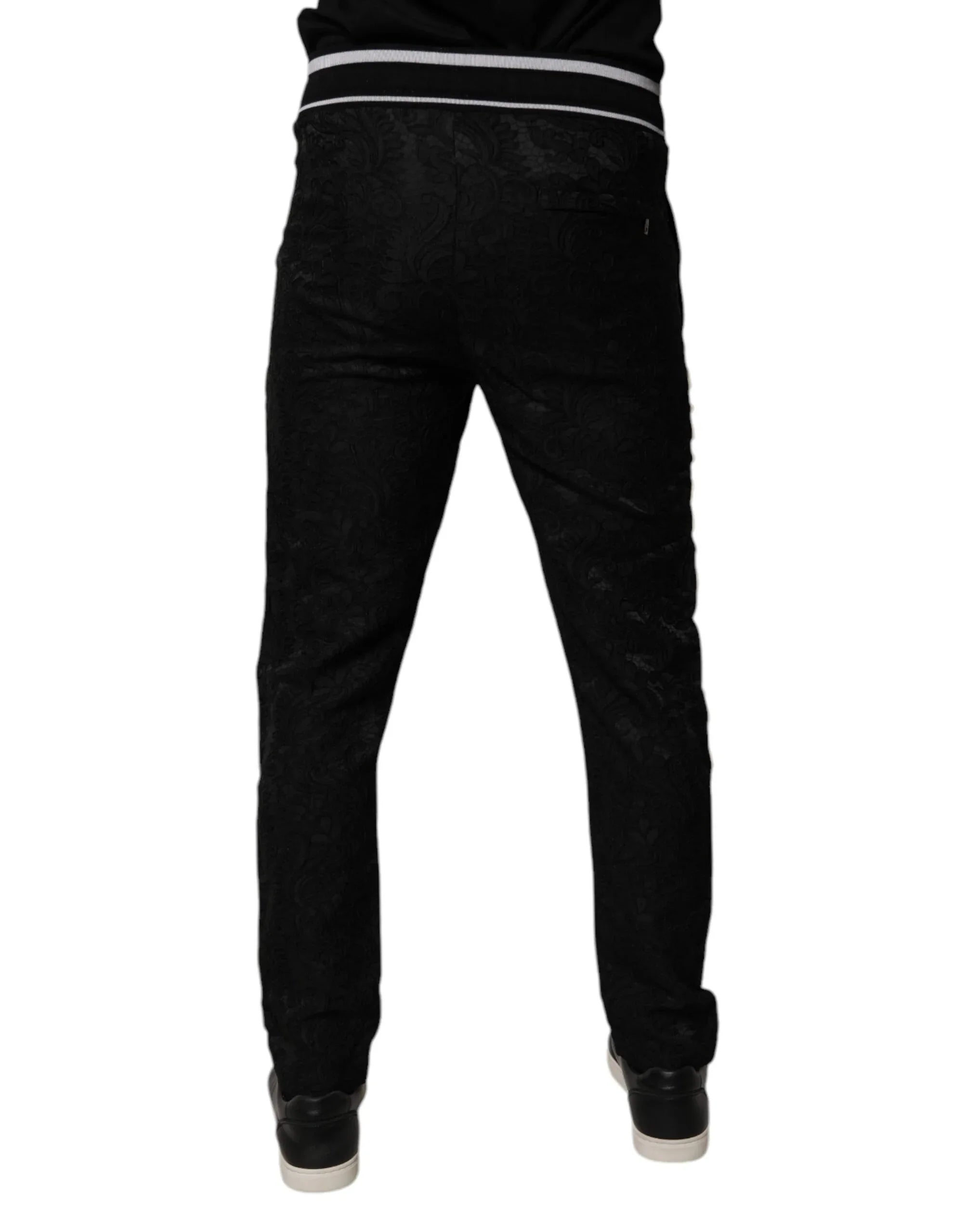 Dolce & Gabbana Black Mid Waist Jogger Men Sweatpants Pants - Zeiniez