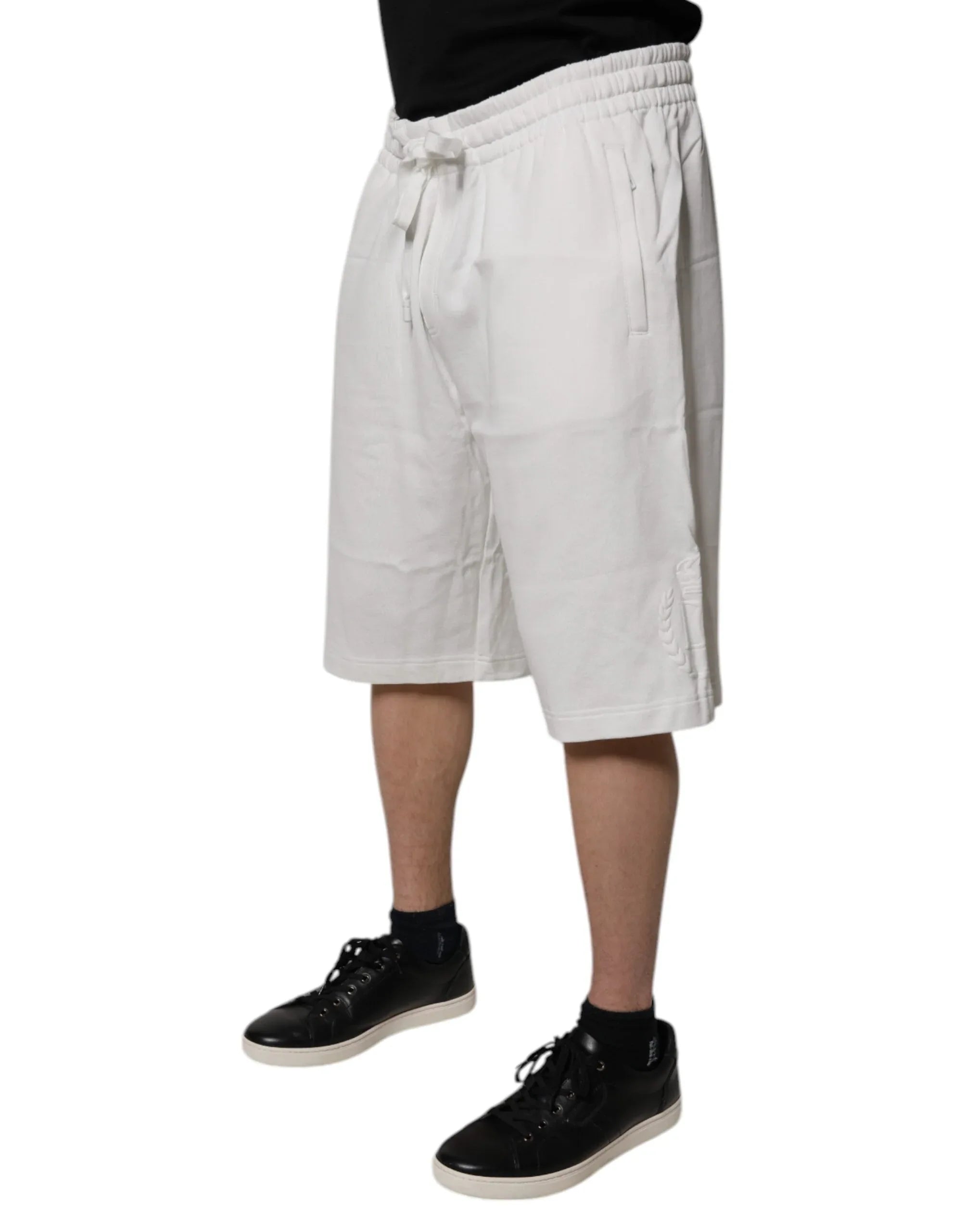 Dolce & Gabbana White Cotton Sweatshorts Men Bermuda Shorts - Zeiniez
