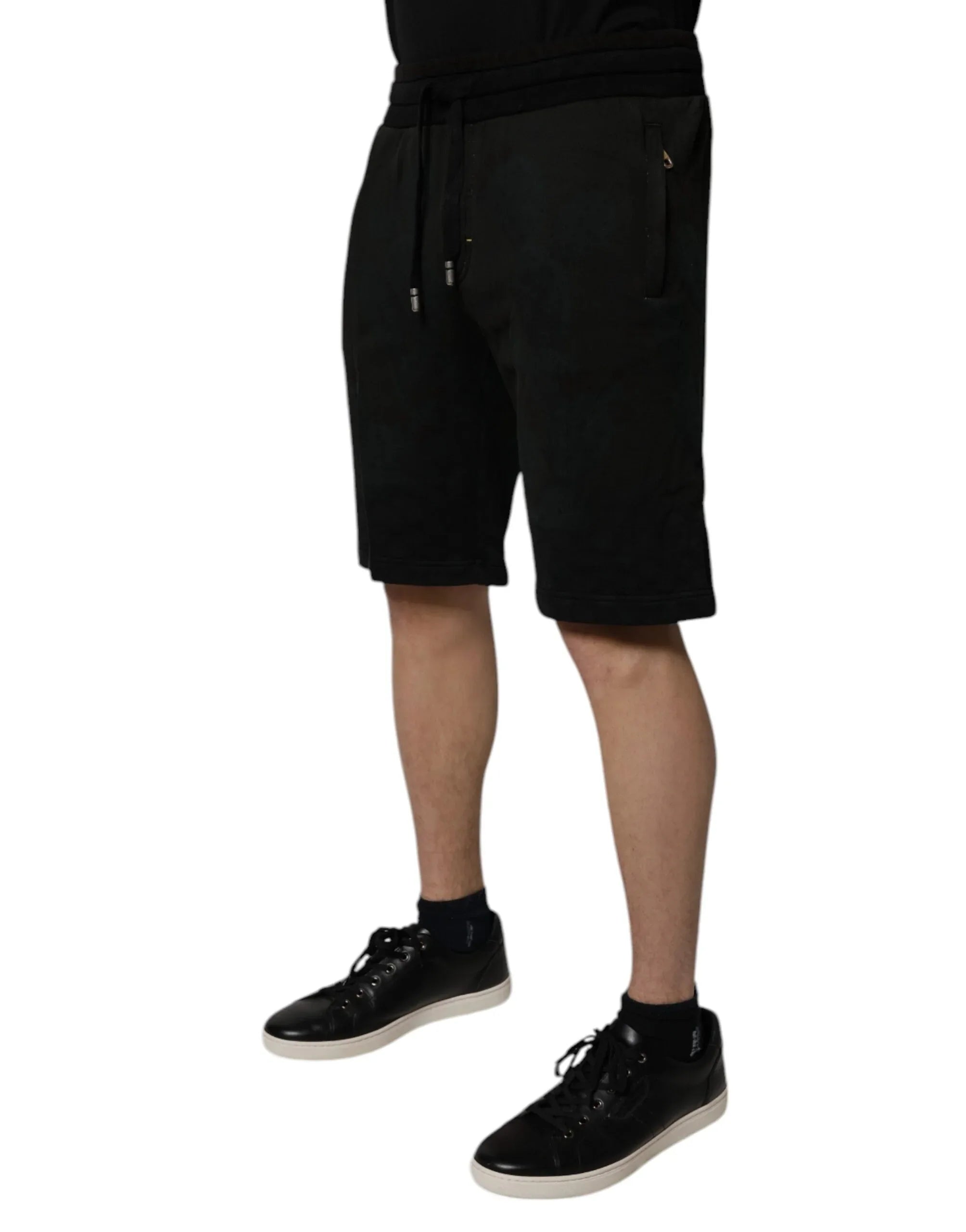 Dolce & Gabbana Black Cotton Sweatshorts Men Bermuda Shorts - Zeiniez
