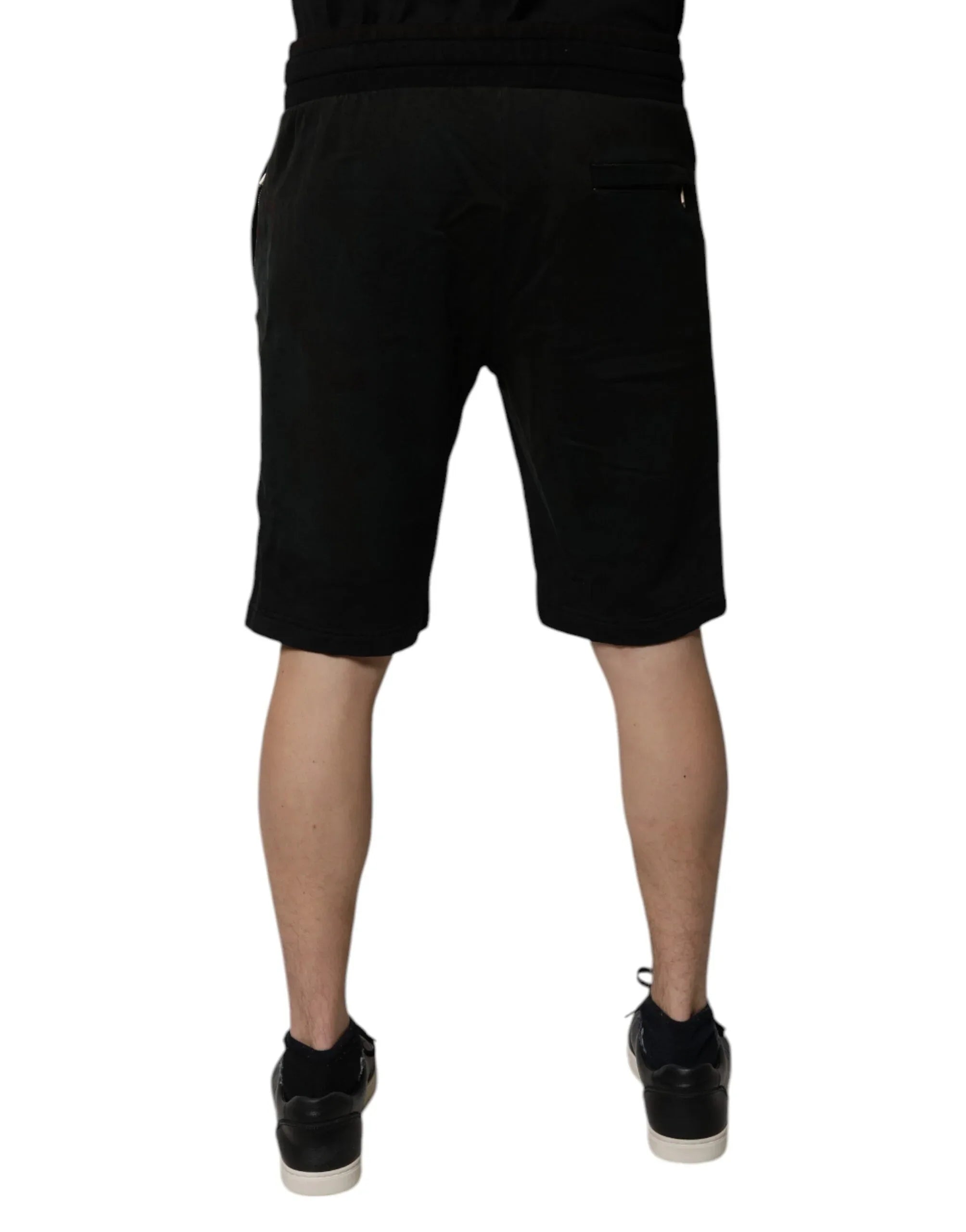 Dolce & Gabbana Black Cotton Sweatshorts Men Bermuda Shorts - Zeiniez
