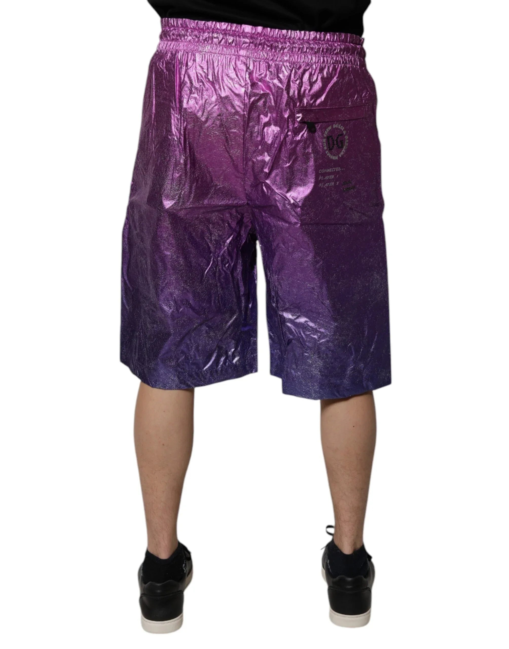 Dolce & Gabbana Metallic Pink Purple Two Tone Bermuda Shorts - Zeiniez