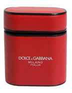 Dolce & Gabbana Red Calfskin Leather Logo Print Flip Holder Airpods Case - Zeiniez