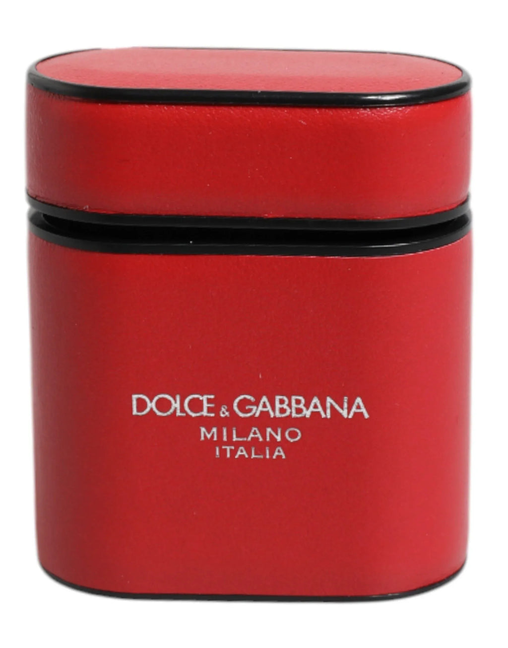 Dolce & Gabbana Red Calfskin Leather Logo Print Flip Holder Airpods Case - Zeiniez