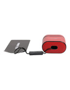 Dolce & Gabbana Red Calfskin Leather Logo Print Flip Holder Airpods Case - Zeiniez