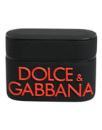 Dolce & Gabbana Black Orange Silicone Embossed Logo Airpods Case - Zeiniez