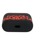 Dolce & Gabbana Black Orange Silicone Embossed Logo Airpods Case - Zeiniez