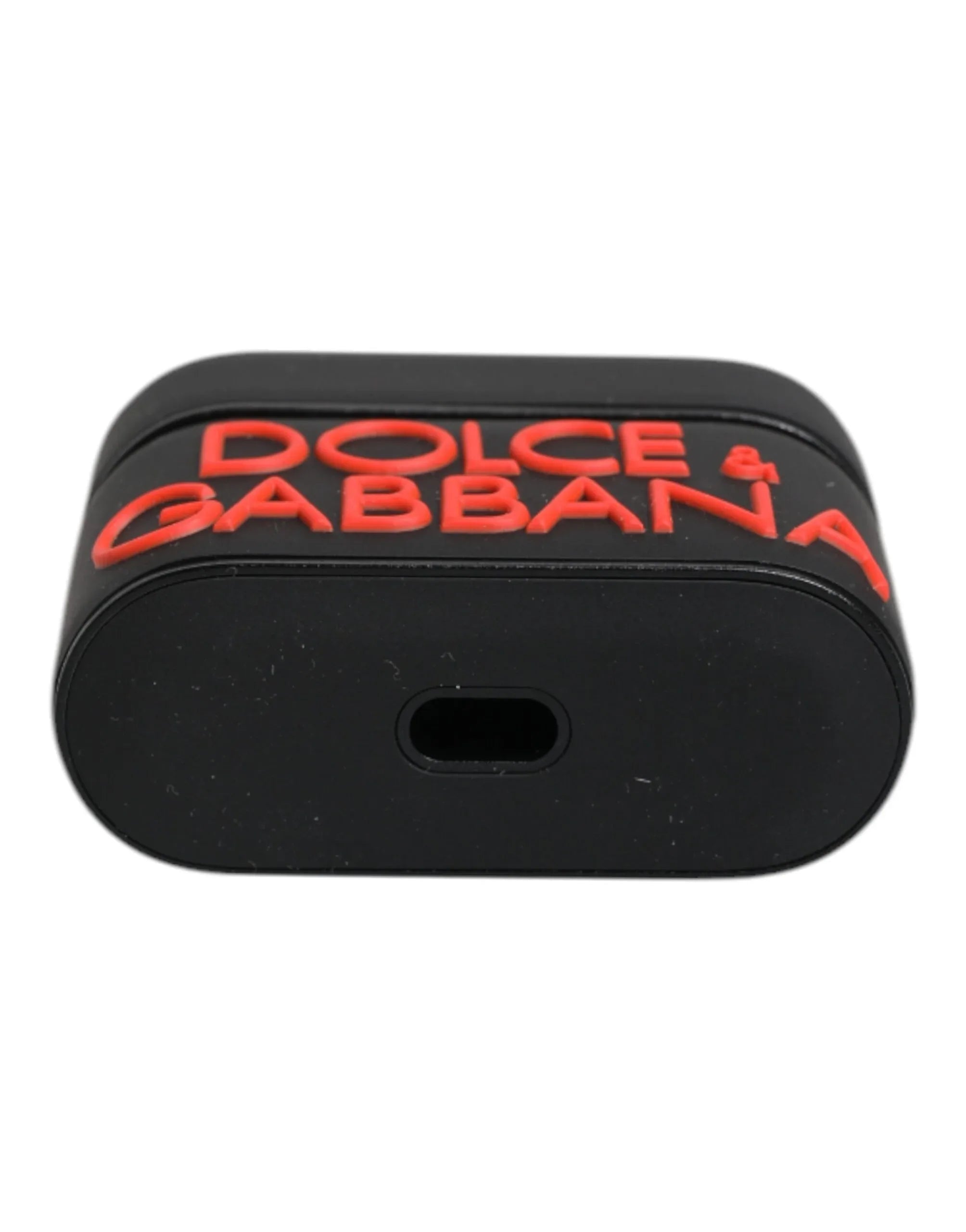 Dolce & Gabbana Black Orange Silicone Embossed Logo Airpods Case - Zeiniez