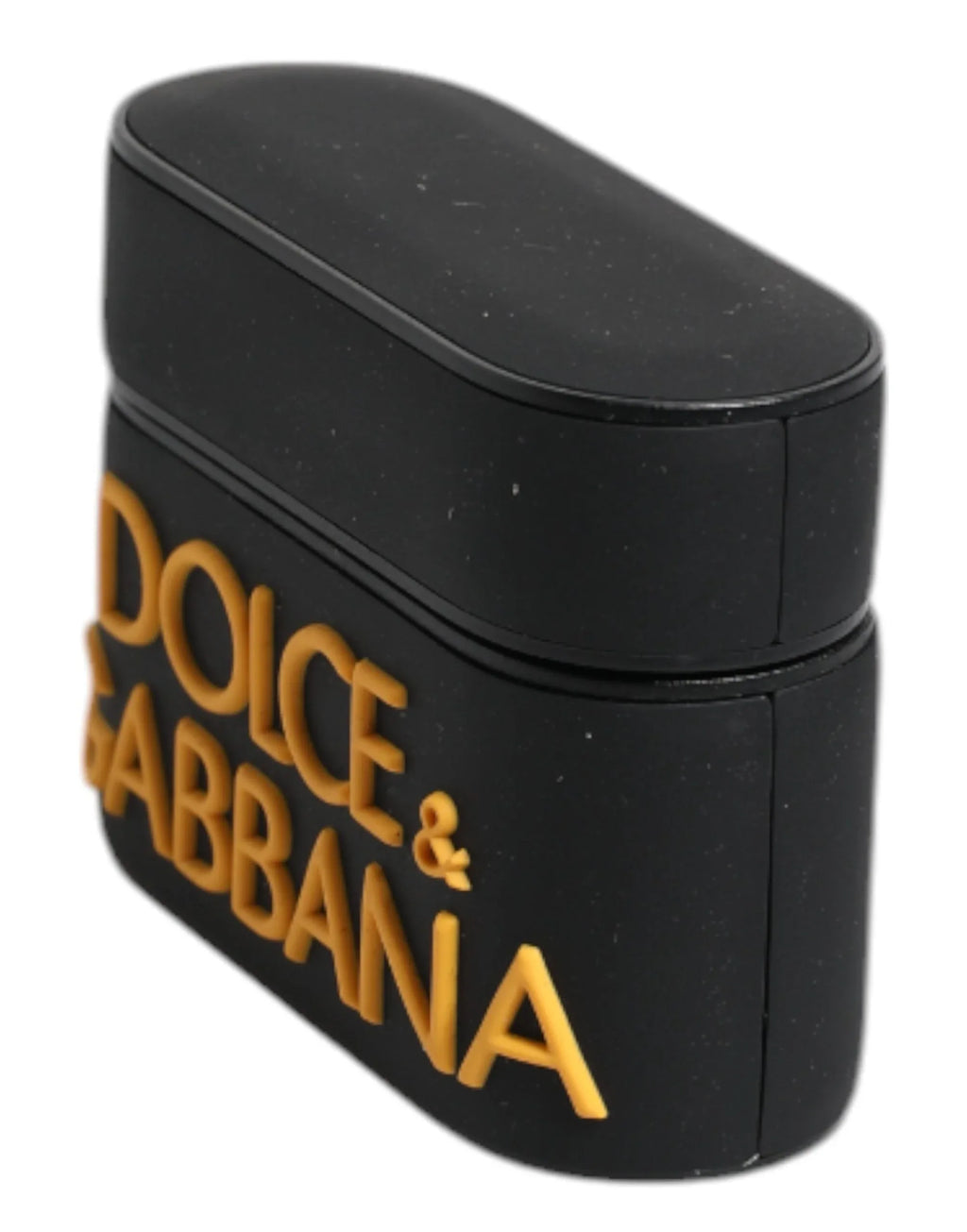 Dolce & Gabbana Black Yellow Silicone Embossed Logo Airpods Case - Zeiniez