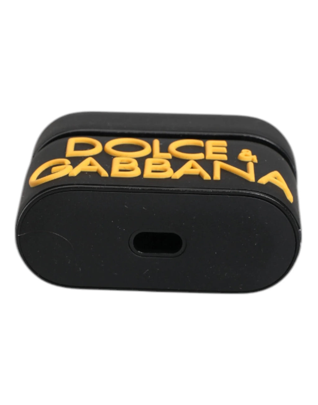 Dolce & Gabbana Black Yellow Silicone Embossed Logo Airpods Case - Zeiniez