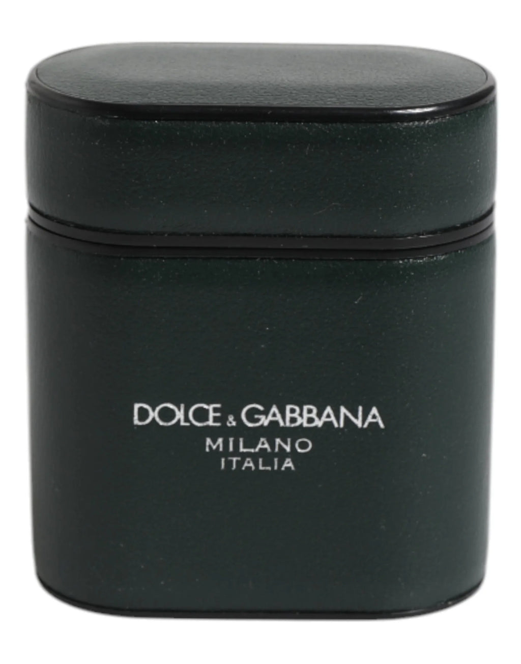 Dolce & Gabbana Green Calfskin Leather Logo Print Flip Holder Airpods Case - Zeiniez