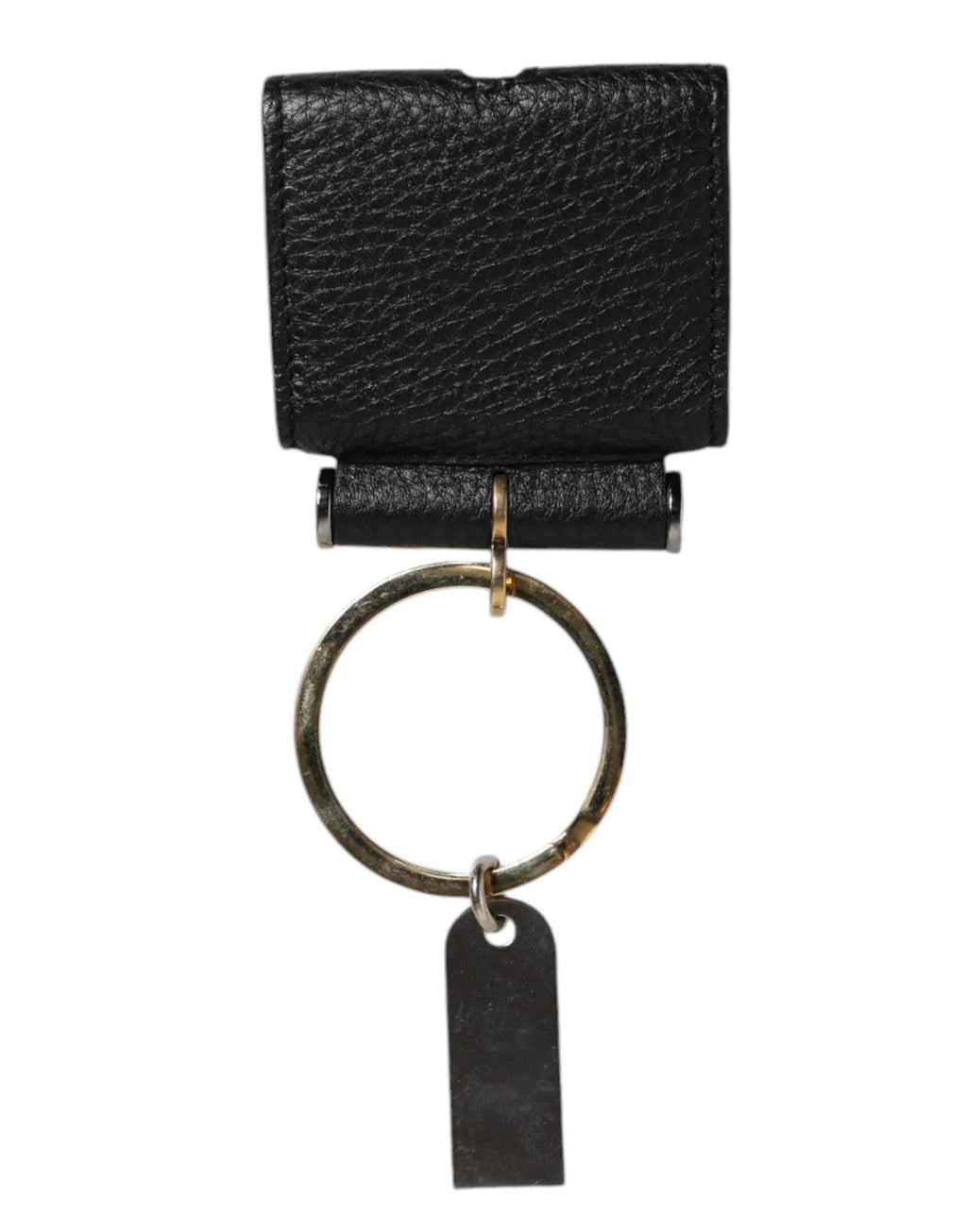 Dolce & Gabbana Black Leather Strap Gold Metal Logo Plaque Airpods Case - Zeiniez