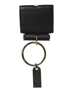 Dolce & Gabbana Black Leather Strap Gold Metal Logo Plaque Airpods Case - Zeiniez