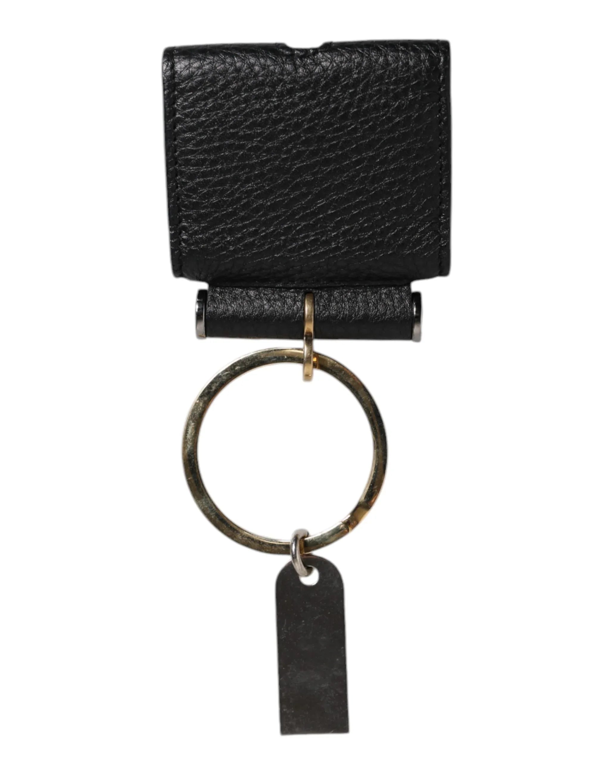 Dolce & Gabbana Black Leather Strap Gold Metal Logo Plaque Airpods Case - Zeiniez